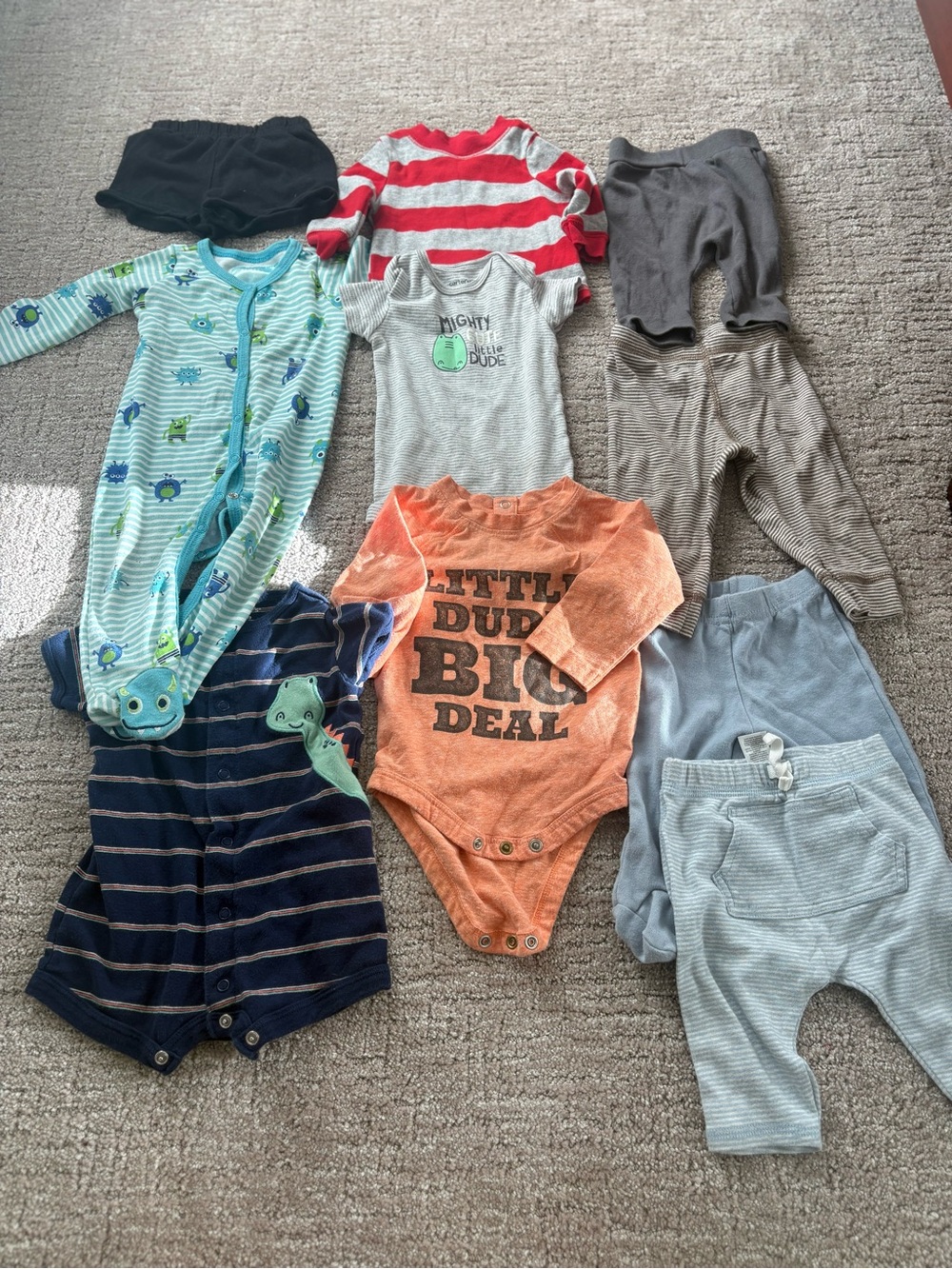 Mixed Baby Boys 3 month Clothing Lot - Orange, Blue, Gray